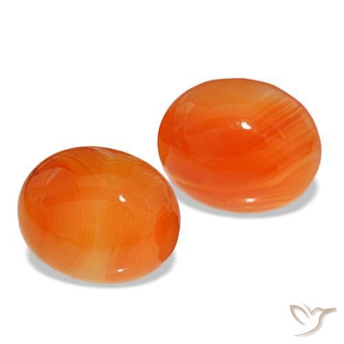 6.66 ctw Orange Carnelian Stones, Natural Carnelian in Oval Cabochon Shape for Sale