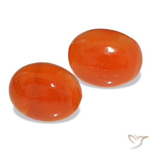 5.18 ctw Red Carnelian Stones, Natural Carnelian in Oval Cabochon Shape for Sale