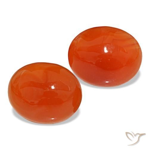 6.01 ctw Orange Carnelian Stones, Natural Carnelian in Oval Cabochon Shape for Sale