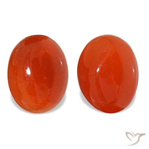 3.46 ctw Orange Carnelian Gemstones, Carnelian Gems in Oval Cabochon Shape for Sale.