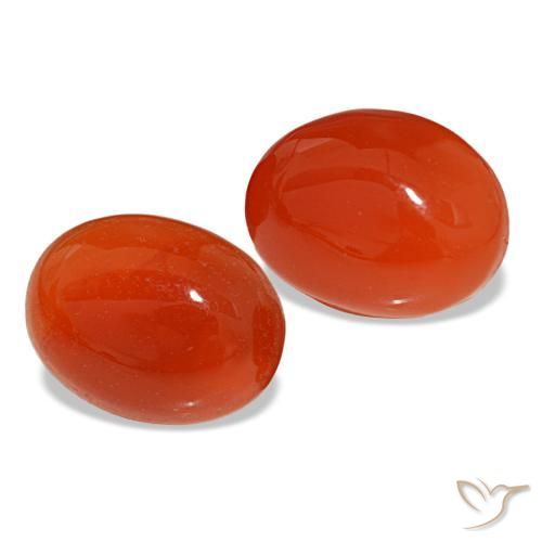 3.46 ctw Orange Carnelian Stones, Natural Carnelian in Oval Cabochon Shape for Sale