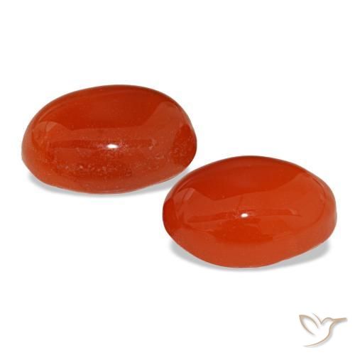 Carnelian Gemstones in 9 x 7 mm (calibrated) Size for Sale, Carnelian Stones in Medium Orange Color