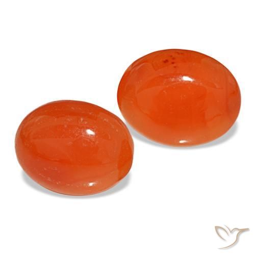 3.64 ctw Orange Carnelian Stones, Natural Carnelian in Oval Cabochon Shape for Sale