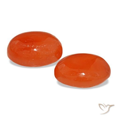 Carnelian Gemstones in 9 x 7 mm (calibrated) Size for Sale, Carnelian Stones in Medium Orange Color