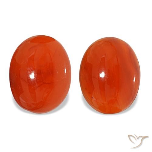 4.90 ctw Orange Carnelian Gemstones, Carnelian Gems in Oval Cabochon Shape for Sale.