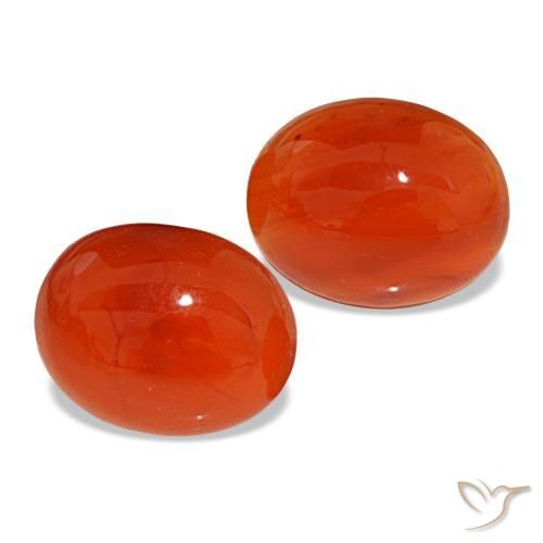 4.90 ctw Orange Carnelian Stones, Natural Carnelian in Oval Cabochon Shape for Sale