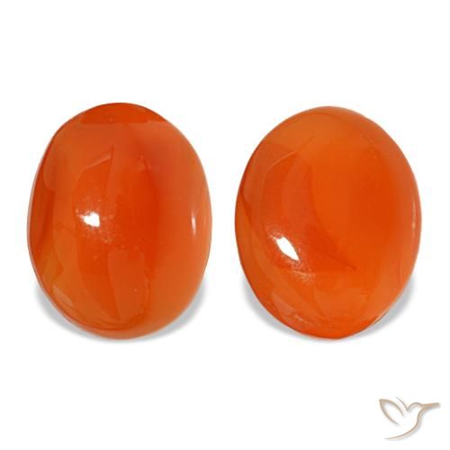 3.81 ctw Orange Carnelian Gemstones, Carnelian Gems in Oval Cabochon Shape for Sale.
