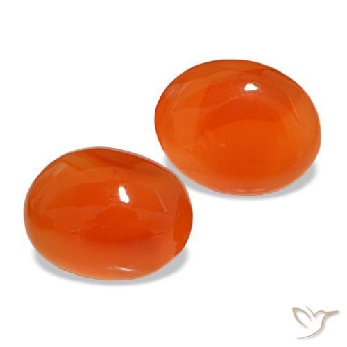 3.81 ctw Orange Carnelian Stones, Natural Carnelian in Oval Cabochon Shape for Sale