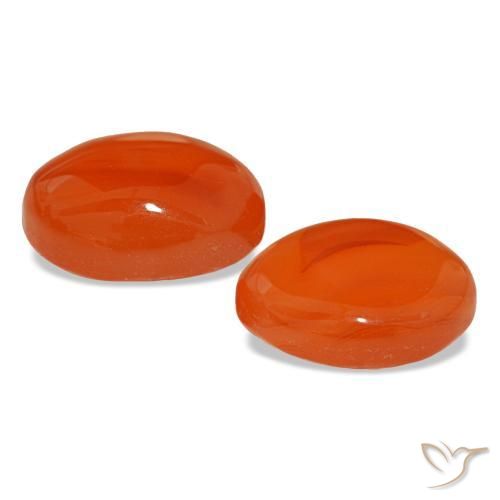 Carnelian Gemstones in 9 x 7 mm (calibrated) Size for Sale, Carnelian Stones in Amber Orange Color