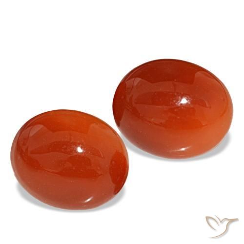 5.88 ctw Orange Carnelian Stones, Natural Carnelian in Oval Cabochon Shape for Sale