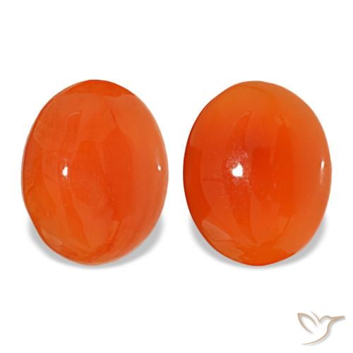 4.65 ctw Orange Carnelian Gemstones, Carnelian Gems in Oval Cabochon Shape for Sale.