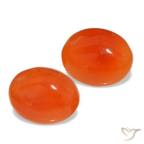 4.65 ctw Orange Carnelian Stones, Natural Carnelian in Oval Cabochon Shape for Sale