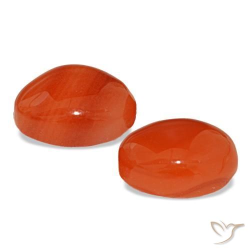 Carnelian Gemstones in 9 x 7 mm (calibrated) Size for Sale, Carnelian Stones in Medium Orange Color