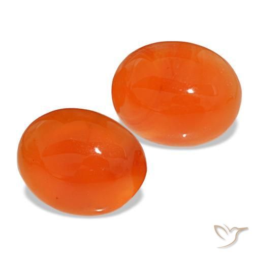 4.71 ctw Orange Carnelian Stones, Natural Carnelian in Oval Cabochon Shape for Sale
