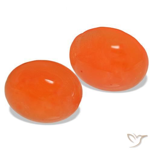 4.90 ctw Orange Carnelian Stones, Natural Carnelian in Oval Cabochon Shape for Sale