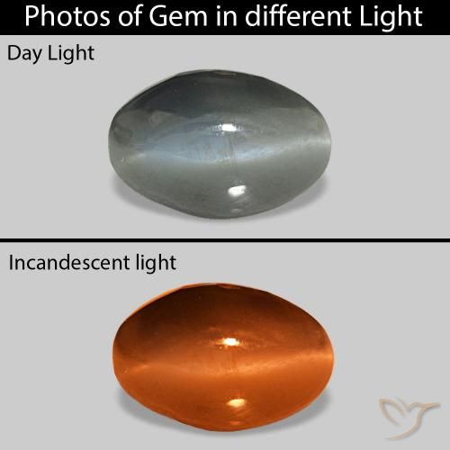 1.00 ct Gray Cat's Eye Alexandrite Gemstone, Cat's Eye Alexandrite Gem in Oval Cabochon Shape for Sale.