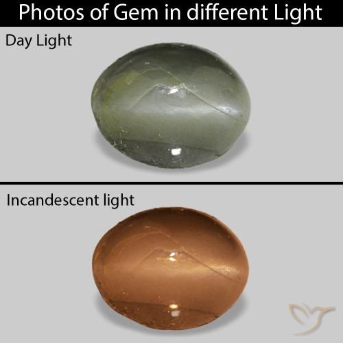 0.71ct Medium Green Cat's Eye Alexandrite, Oval, Opaque