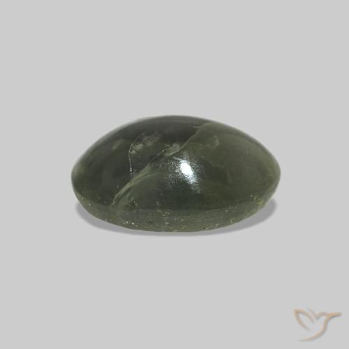 Cat's Eye Alexandrite Gemstone in 6.3 x 4.4 mm Size for Sale, Cat's Eye Alexandrite Stone in Mossy Green Color