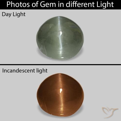 0.54 ct Green Cat's Eye Alexandrite Gemstone, Cat's Eye Alexandrite Gem in Oval Cabochon Shape for Sale.