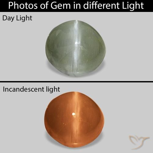 0.60 ct Green Cat's Eye Alexandrite Gemstone, Cat's Eye Alexandrite Gem in Oval Cabochon Shape for Sale.