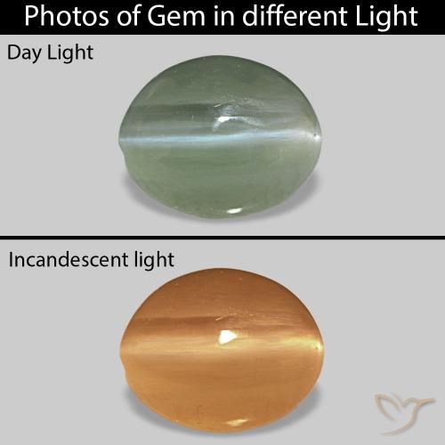 0.62 ct Green Cat's Eye Alexandrite Gemstone, Cat's Eye Alexandrite Gem in Oval Cabochon Shape for Sale.