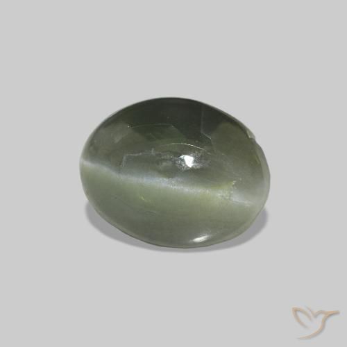 0.62 ct Green Cat's Eye Alexandrite Stone, Natural Cat's Eye Alexandrite in Oval Cabochon Shape for Sale