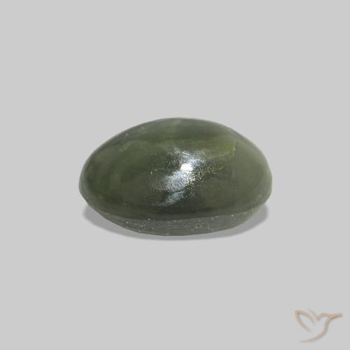 Cat's Eye Alexandrite Gemstone in 5.5 x 4.3 mm Size for Sale, Cat's Eye Alexandrite Stone in Pale Forest Green Color