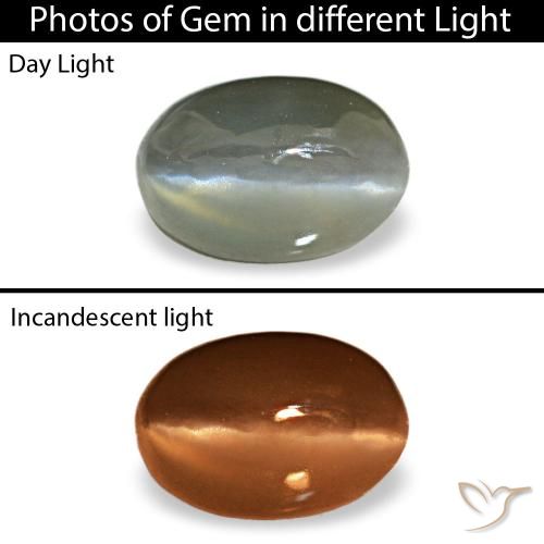0.50 ct Gray Cat's Eye Alexandrite Gemstone, Cat's Eye Alexandrite Gem in Oval Cabochon Shape for Sale.