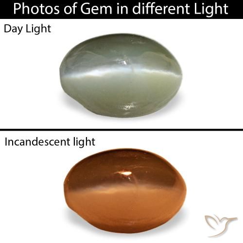 0.59 ct Green Cat's Eye Alexandrite Gemstone, Cat's Eye Alexandrite Gem in Oval Cabochon Shape for Sale.