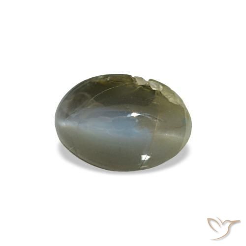 0.51 ct Green Cat's Eye Alexandrite Stone, Natural Cat's Eye Alexandrite in Oval Cabochon Shape for Sale
