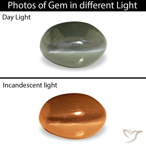 0.53 ct Green Cat's Eye Alexandrite Gemstone, Cat's Eye Alexandrite Gem in Oval Cabochon Shape for Sale.