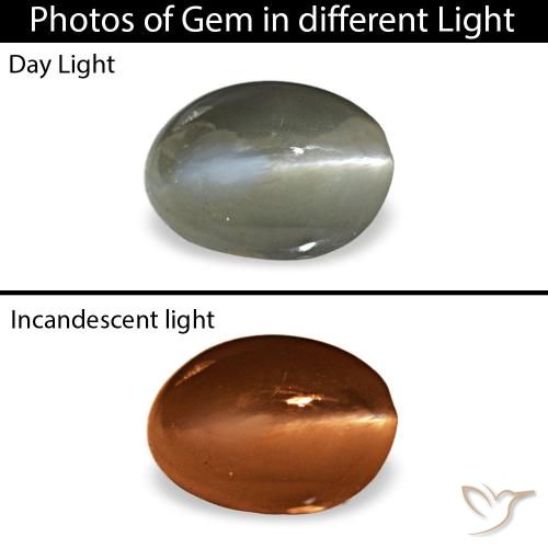 0.54 ct Green Cat's Eye Alexandrite Gemstone, Cat's Eye Alexandrite Gem in Oval Cabochon Shape for Sale.