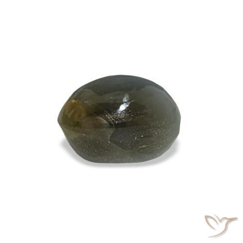 Cat's Eye Alexandrite Gemstone in 5 x 3.4 mm Size for Sale, Cat's Eye Alexandrite Stone in Grey Green Color