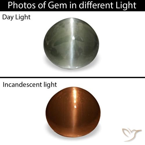 0.42 ct Gray Cat's Eye Alexandrite Gemstone, Cat's Eye Alexandrite Gem in Oval Cabochon Shape for Sale.