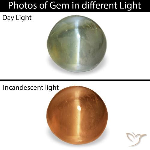0.60 ct Green Cat's Eye Alexandrite Gemstone, Cat's Eye Alexandrite Gem in Oval Cabochon Shape for Sale.