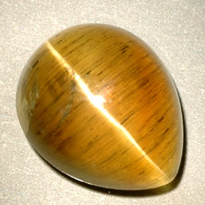 4.94 ct Yellow Cat's Eye Apatite Stone, Natural Cat's Eye Apatite in Pear Cabochon Shape for Sale