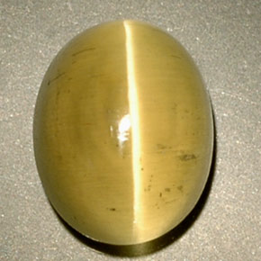 2.94 ct Yellow Cat's Eye Apatite Gemstone, Cat's Eye Apatite Gem in Oval Cabochon Shape for Sale.