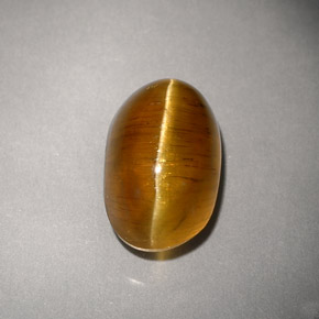 4.93 ct Yellow Cat's Eye Apatite Stone, Natural Cat's Eye Apatite in Oval Cabochon Shape for Sale