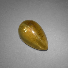 4.09 ct Yellow Cat's Eye Apatite Stone, Natural Cat's Eye Apatite in Pear Cabochon Shape for Sale