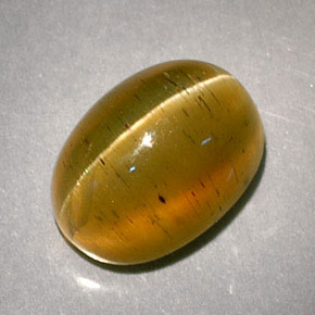 3.32 ct Yellow Cat's Eye Apatite Stone, Natural Cat's Eye Apatite in Oval Cabochon Shape for Sale