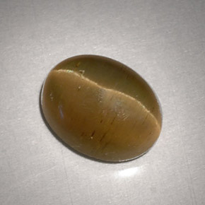 3.11 ct Yellow Cat's Eye Apatite Stone, Natural Cat's Eye Apatite in Oval Cabochon Shape for Sale