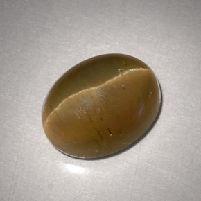 Cat's Eye Apatite Gemstone in 9 x 7 mm (calibrated) Size for Sale, Cat's Eye Apatite Stone in Greenish Golden Color