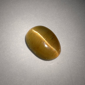 3.01 ct Yellow Cat's Eye Apatite Stone, Natural Cat's Eye Apatite in Oval Cabochon Shape for Sale