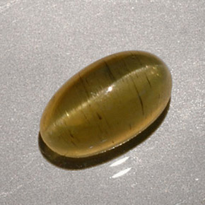 1.96 ct Yellow Cat's Eye Apatite Stone, Natural Cat's Eye Apatite in Oval Cabochon Shape for Sale