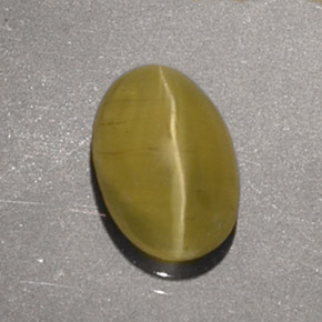1.40 ct Yellow Cat's Eye Apatite Stone, Natural Cat's Eye Apatite in Oval Cabochon Shape for Sale