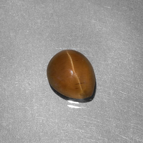 1.46 ct Yellow Cat's Eye Apatite Gemstone, Cat's Eye Apatite Gem in Pear Cabochon Shape for Sale.