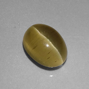Cat's Eye Apatite Gemstone in 7.2 x 5.3 mm Size for Sale, Cat's Eye Apatite Stone in Greenish Golden Color