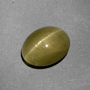 2.39 ct Yellow Cat's Eye Apatite Stone, Natural Cat's Eye Apatite in Oval Cabochon Shape for Sale