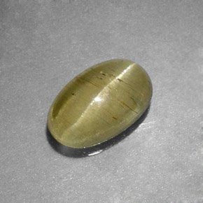 0.96 ct Green Cat's Eye Apatite Stone, Natural Cat's Eye Apatite in Oval Cabochon Shape for Sale