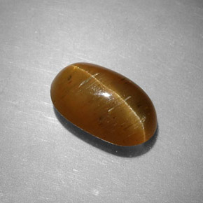 2.44 ct Yellow Cat's Eye Apatite Stone, Natural Cat's Eye Apatite in Oval Cabochon Shape for Sale